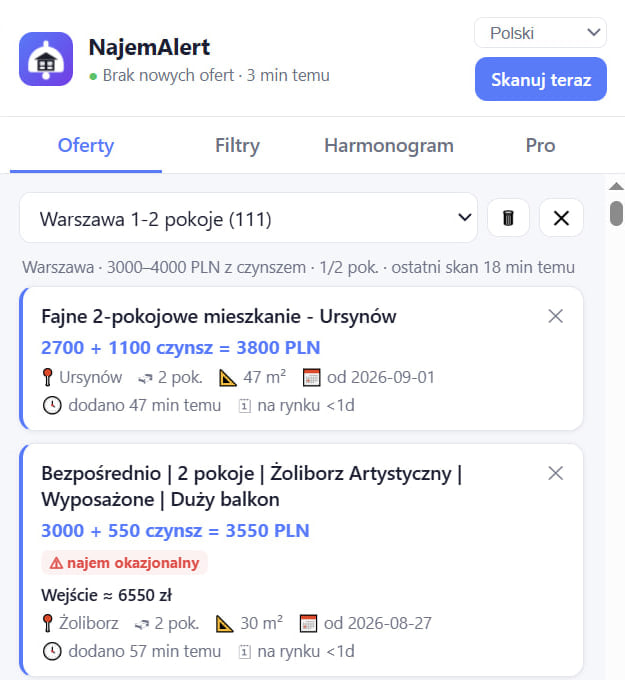 NajemAlert Chrome extension